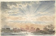 Landscape with rising sun, December 1, 1828, 8:30 a.m., Joseph Michael Gandy  British, Watercolor over graphite