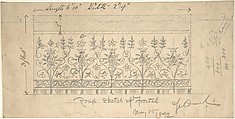Floral and Geometric Designs for a Frontal, Ernest Geldart British, Graphite