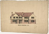 Brick House, Southern Elevation, Ernest Geldart British, Watercolor, pen and black ink over graphite