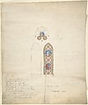 Design for stained glass windows in Ditteridge Church, Edward William Godwin British, Watercolor, pen and black ink, graphite