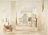 Interior of Saint Severin Church in Erfurt, Carl Georg Anton Graeb German, Watercolor and pencil