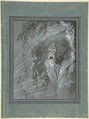 Soldiers in a Cave Receiving Blessings from Heaven, Franz von Hauslab the Younger  Austrian, Graphite, brush and brown ink, and gouache. Pen and black ink framing lines added when mounted