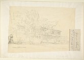 The Cloister Sanajia (?) at Kalki, Franz von Hauslab the Younger  Austrian, Pencil on tracing paper, mounted on laid paper. Small piece of paper with some sketches attached to right margin of mount.