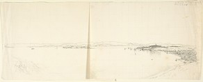 View of a Bay and Mountains, Franz von Hauslab the Younger  Austrian, Pencil on two sheet of wove paper pasted together. Squared in pencil.