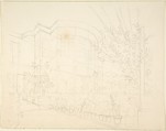 Sketch of Building and Garden, Franz von Hauslab the Younger  Austrian, Pencil. Overlaid with orthogonal lines.