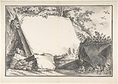 Design for a Title Page(?): Rocks and Animals, Joseph Martin Nideröst Swiss, Brush and black and gray wash with white heightening