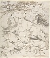 Rocky Cliff, Johann Christian Reinhart  German, Graphite and brush and brown wash
