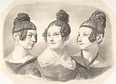 Portrait of Frau von Oppen and Her Two Daughters, Johann Gottfried Schadow  German, Graphite and black chalk