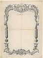Design for Frame with Trees and Trellises, Johann Oktavian Salver German, Brush and black and gray wash over traces of black chalk; incised for transfer