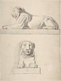 Classical Sculpture of a Lion, Front and Side Views, Thomas Hardwick  British, Graphite