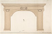 Design for a fireplace, Thomas Heiton  British, Pen and black ink, brush and wash or watercolor