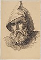 Head of a Male Pilgrim, Sir George Hayter  British, Pen and black ink