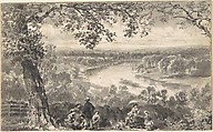 View of the Thames with Figures in Foreground, David Octavius Hill British, Scottish, Pen and black ink, brush and wash, over graphite
