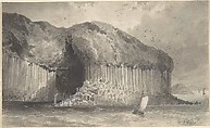 View of Fingal's Cave, David Octavius Hill British, Scottish, Pen and black ink, brush and wash, over graphite
