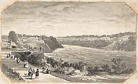 View of a river with a promenade, David Octavius Hill British, Scottish, Pen and black ink, brush and wash, over graphite