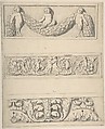 Three Frieze Designs with Young Satyrs, Leaves, Vines, and Putti, Thomas Hardwick  British, Graphite