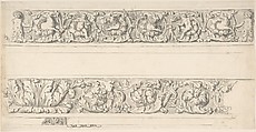 Sketch of Two Friezes, Palazzo Mattei, Thomas Hardwick  British, Graphite