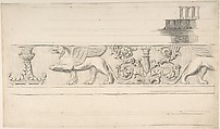 Classical Frieze with Griffins and Candleabra, and Molding Details, Thomas Hardwick  British, Graphite