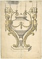 Candelabrum in the form of an Urn Clasped by Carytides and Candle Branches, Henry Holland  British, Pen and ink, brush and wash and watercolor