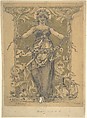 Woman Holding a Garland, Charles Edward Holloway  British, Graphite with gold