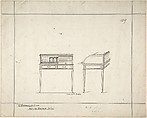 Front and Side Views of Writing Desk, Charles Hindley and Sons  British, Pen and black ink