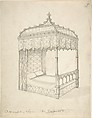 Design for a Gothic Bed with Canopy, Charles Hindley and Sons  British, Pen and black ink