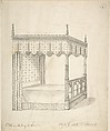 Design for a Gothic Bed with Canopy, Charles Hindley and Sons  British, Pen and black ink