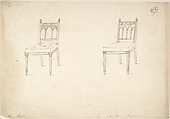 Design for Two Gothic Chairs, Charles Hindley and Sons  British, Pen and black ink