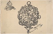 Design for a Pendant with St. George and the Dragon, Otto Seitz  German, Pen and black ink with gray wash