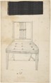 Two designs for side chairs, Attributed to Anonymous, German, 18th century, Graphite; cloth sample
