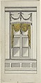Design for a Window with Yellow Drapery, Anonymous, German, 18th century  German, Ink and wash and watercolor