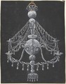 Design for a Chandelier, Anonymous, German, 18th century  German, Gouache on black prepared paper