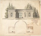 Elevation Design for Pavillion, Anonymous, German, 19th century  German, Pen and black ink, watercolor, traces of graphite
