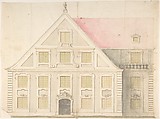 Design for a House Façade, Anonymous, German, 18th century  German, Pen and brown ink, brush and gray wash, watercolor, cut-out lower edge