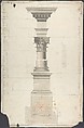 Design for a column in Roman order, Maximilian Hardmuth (Austrian, Vienna (?), ca. 1824–1876), Graphite, pen and black ink, brush and gray wash