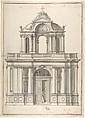 Design for the façade of a building, Anonymous, German, 18th century  German, Pen and gray ink, brush and gray and black wash; framing lines in pen and brown ink