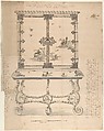 Design for a Chinese-style Lacquer Cabinet, Anonymous, German, 18th century  German, Pen and black ink, brush and gray and brown wash