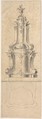 Designs for a Stove, Anonymous, German, 18th century  German, The upper drawing is black chalk, and the lower is pen and black ink