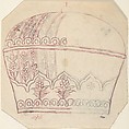Design for a Helmet, Anonymous, Islamic, Graphite and pen and red ink