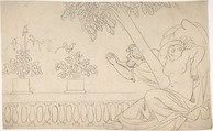 Beseeching Couple under a Tree, Anonymous, German, 19th century  German, Pen and black and brown ink, and graphite