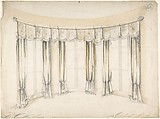 Design for Curtains for Three Windows, Charles Hindley and Sons  British, Brush and brown ink wash over graphite