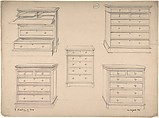 Designs for Chests of Drawers, Charles Hindley and Sons  British, Graphite and watercolor