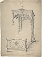 Design for Bed and Canopy, Charles Hindley and Sons British, Graphite with touches of white gouache