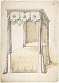 Design for a Bed and Canopy, Charles Hindley and Sons  British, Brush and brown wash over graphite