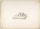 Design for Cushioned Bench, Charles Hindley and Sons  British, Pen and black ink, watercolor, over graphite