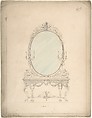 Design for an Oval Mirror over a Side Table, Charles Hindley and Sons  British, Brush and watercolor over graphite