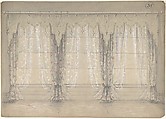 Design for a Wall with Three Windows, Charles Hindley and Sons  British, Graphite and watercolor