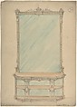 Design for a Mirror and Side Table, Charles Hindley and Sons  British, Graphite and watercolor