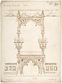 Design for a Gothic Mirror, Charles Hindley and Sons  British, Pen and black ink