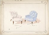 Designs for Two Chairs, Charles Hindley and Sons  British, Watercolor over graphite